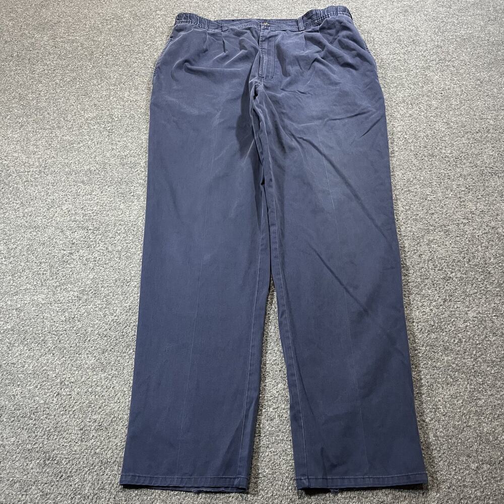 Vintage Bugle Boy Pants Mens 38X34 Blue Chino Pleated Khakis Cotton Button 90s